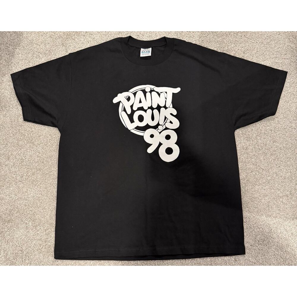 Vintage Black T-Shirt B-Boy Graffiti Paint Louis 1998 XXL Hiphop Break Dance 2XL